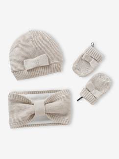 Babymode-Mädchen Baby-Set: Mütze, Rundschal & Fäustlinge