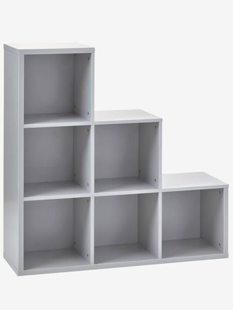 Kinder Stufenregal mit 6 Fächern - grau+weiß - 2