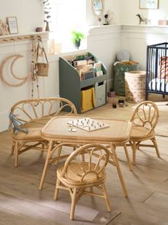 Spielzeug-Kreativität-Kinderzimmer-Set: 2 Stühle & Tisch aus Rattan BOHO