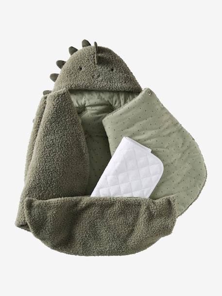 2-in-1 Baby Ausfahrsack/Wickelunterlage, Plüsch Oeko-Tex braun/bär grüner wald+grau/nachtblau polarstern+khaki/kleiner dino+weiß eisbär 21