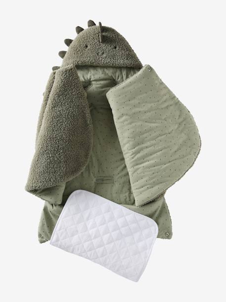 2-in-1 Baby Ausfahrsack/Wickelunterlage, Plüsch Oeko-Tex braun/bär grüner wald+grau/nachtblau polarstern+khaki/kleiner dino+weiß eisbär 20