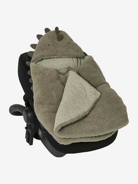 2-in-1 Baby Ausfahrsack/Wickelunterlage, Plüsch Oeko-Tex braun/bär grüner wald+grau/nachtblau polarstern+khaki/kleiner dino+weiß eisbär 24