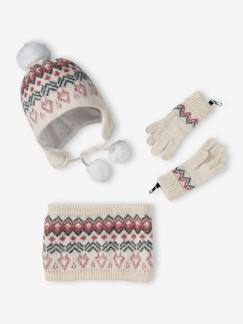 Maedchenkleidung-Accessoires-Mützen, Schals & Handschuhe-Mädchen-Set: Mütze, Rundschal & Handschuhe