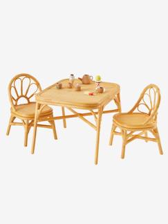 Kinderzimmer-Kindermöbel-Kinderzimmer-Set: 2 Stühle & Tisch aus Rattan BOHO