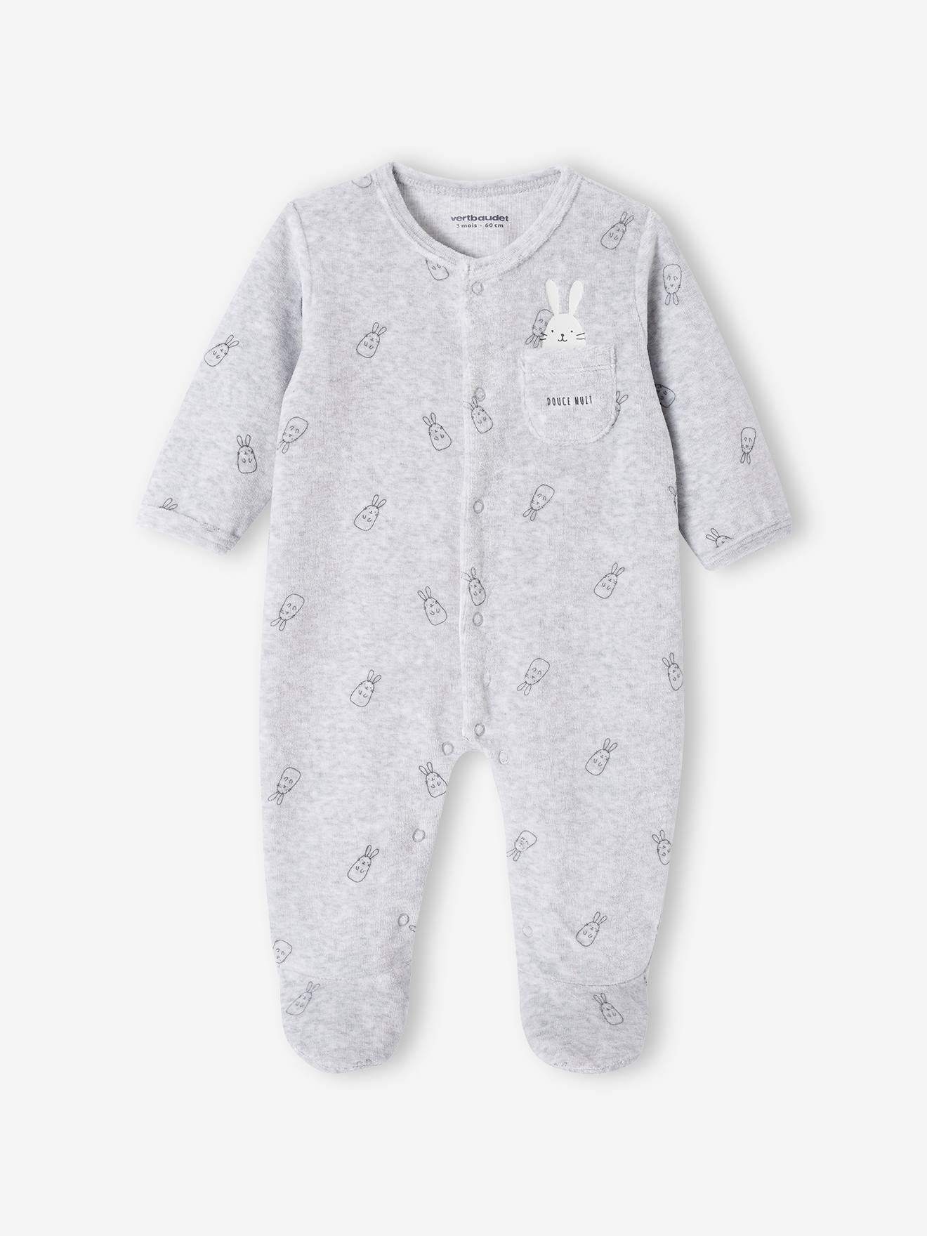 Baby Samt-Strampler Hasenmotiv Bio-Baumwolle