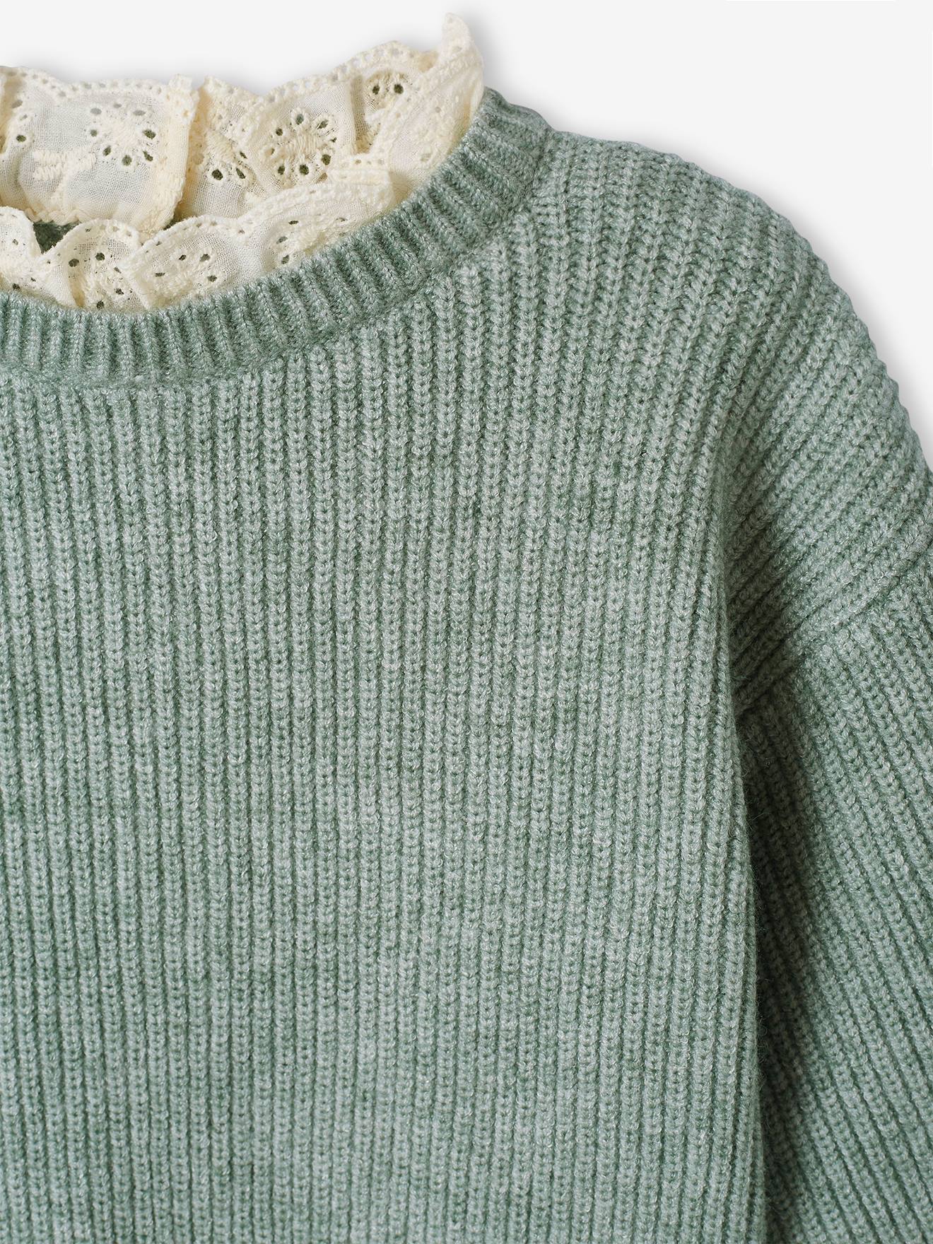 Thumbnail - Baby Pullover mit Volantkragen Mama-Tochter-Capsule salbei
