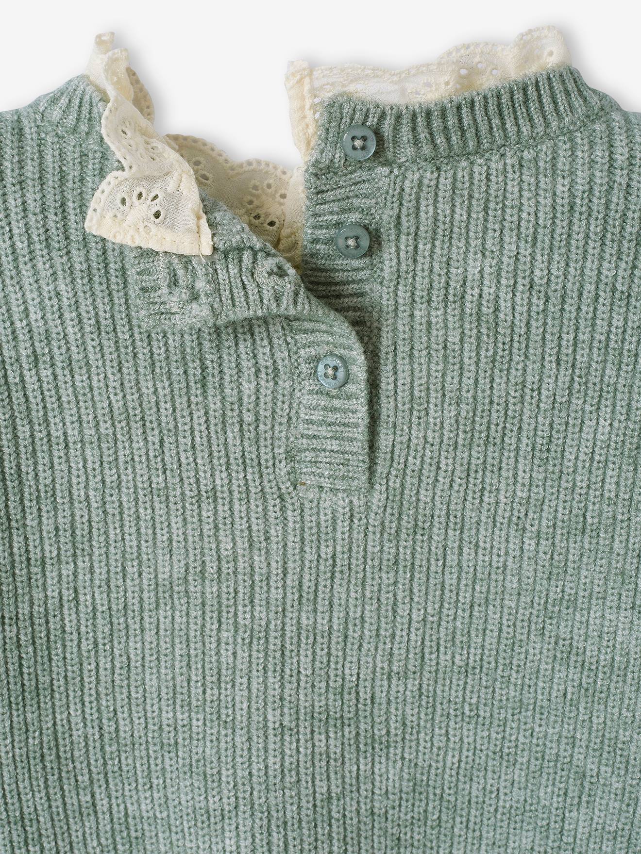 Thumbnail - Baby Pullover mit Volantkragen Mama-Tochter-Capsule salbei