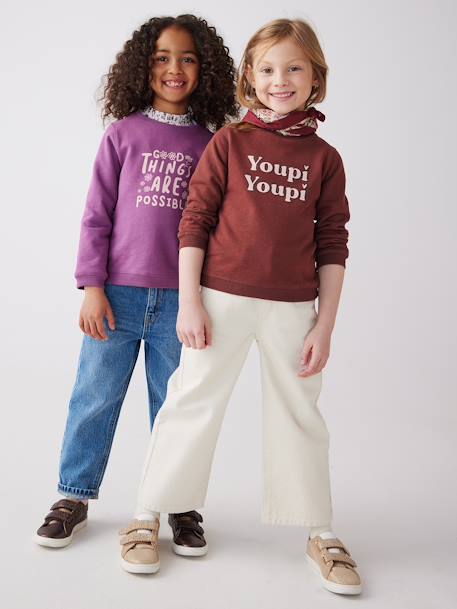 Mädchen Sweatshirt BASIC - blau-les copines+pflaume+pudrig rosa+rosa+schokolade+smaragdgrün+violett - 25