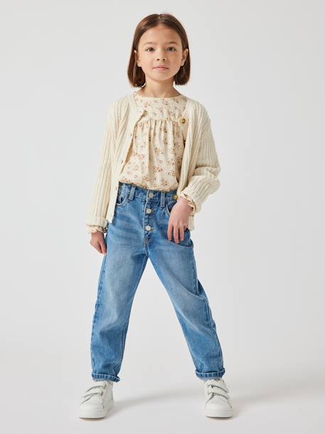 Mädchen Mom-Fit-Jeans, WATERLESS Hüftweite REGULAR - blue stone+double stone+jeansblau - 2