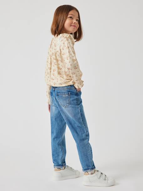 Mädchen Mom-Fit-Jeans, WATERLESS Hüftweite REGULAR - blue stone+double stone+jeansblau - 8