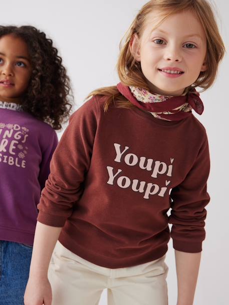 Mädchen Sweatshirt BASIC - blau-les copines+pflaume+pudrig rosa+rosa+schokolade+smaragdgrün+violett - 20