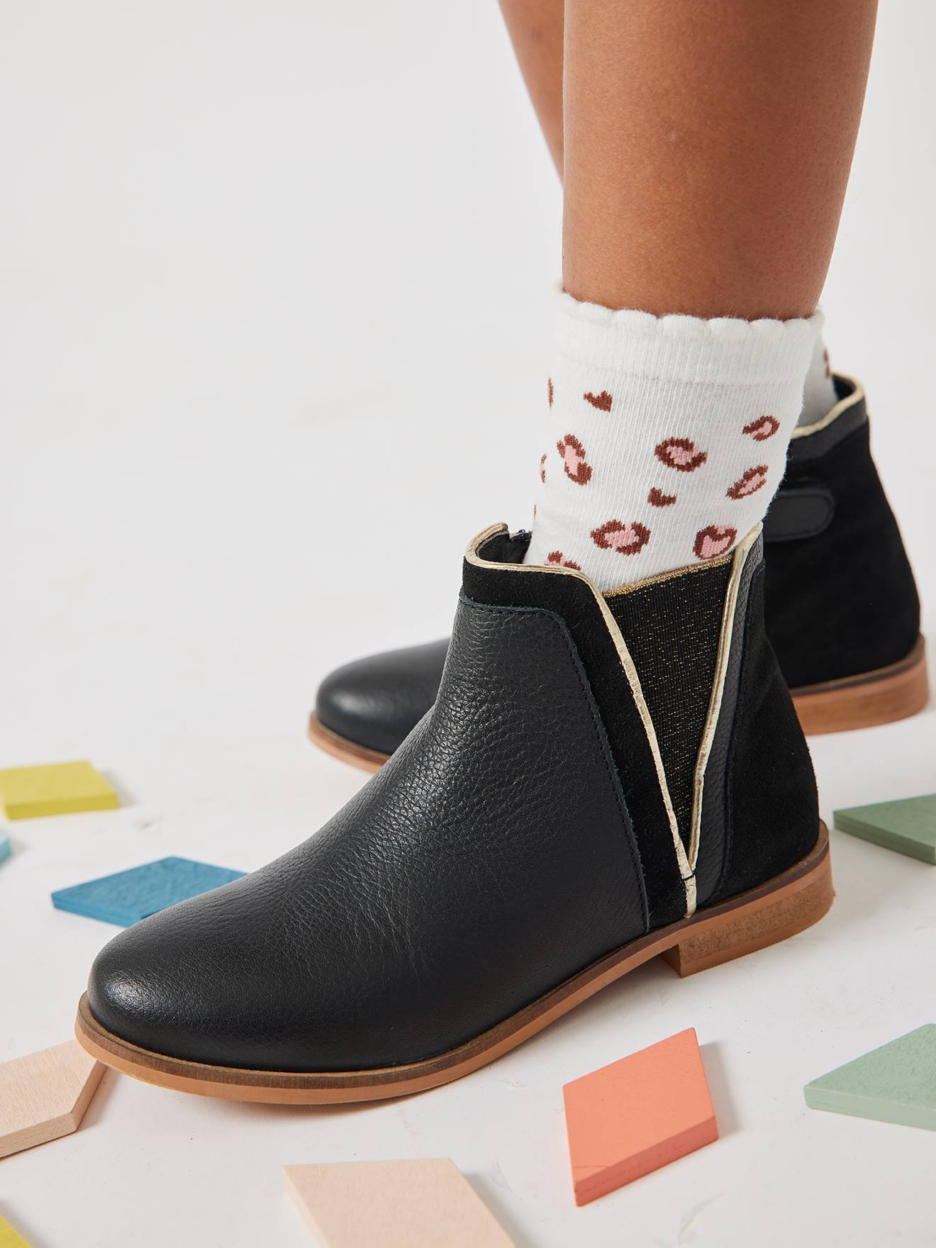Mädchen Boots mit Reißverschluss & Dehneinsatz schwarz Gr. 35 von vertbaudet