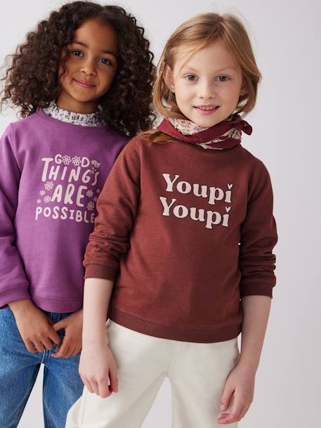 Mädchen Sweatshirt BASIC - blau-les copines+pflaume+pudrig rosa+rosa+schokolade+smaragdgrün+violett - 21