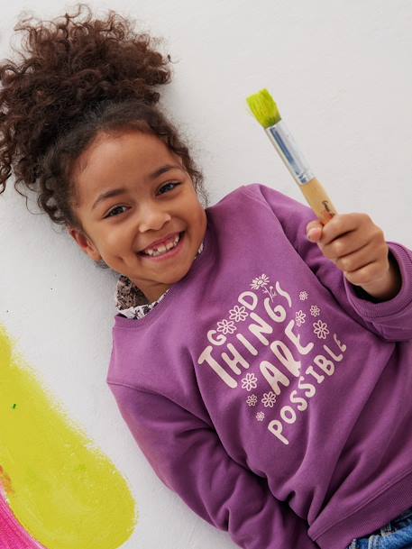 Mädchen Sweatshirt BASIC - blau-les copines+pflaume+pudrig rosa+rosa+schokolade+smaragdgrün+violett - 34