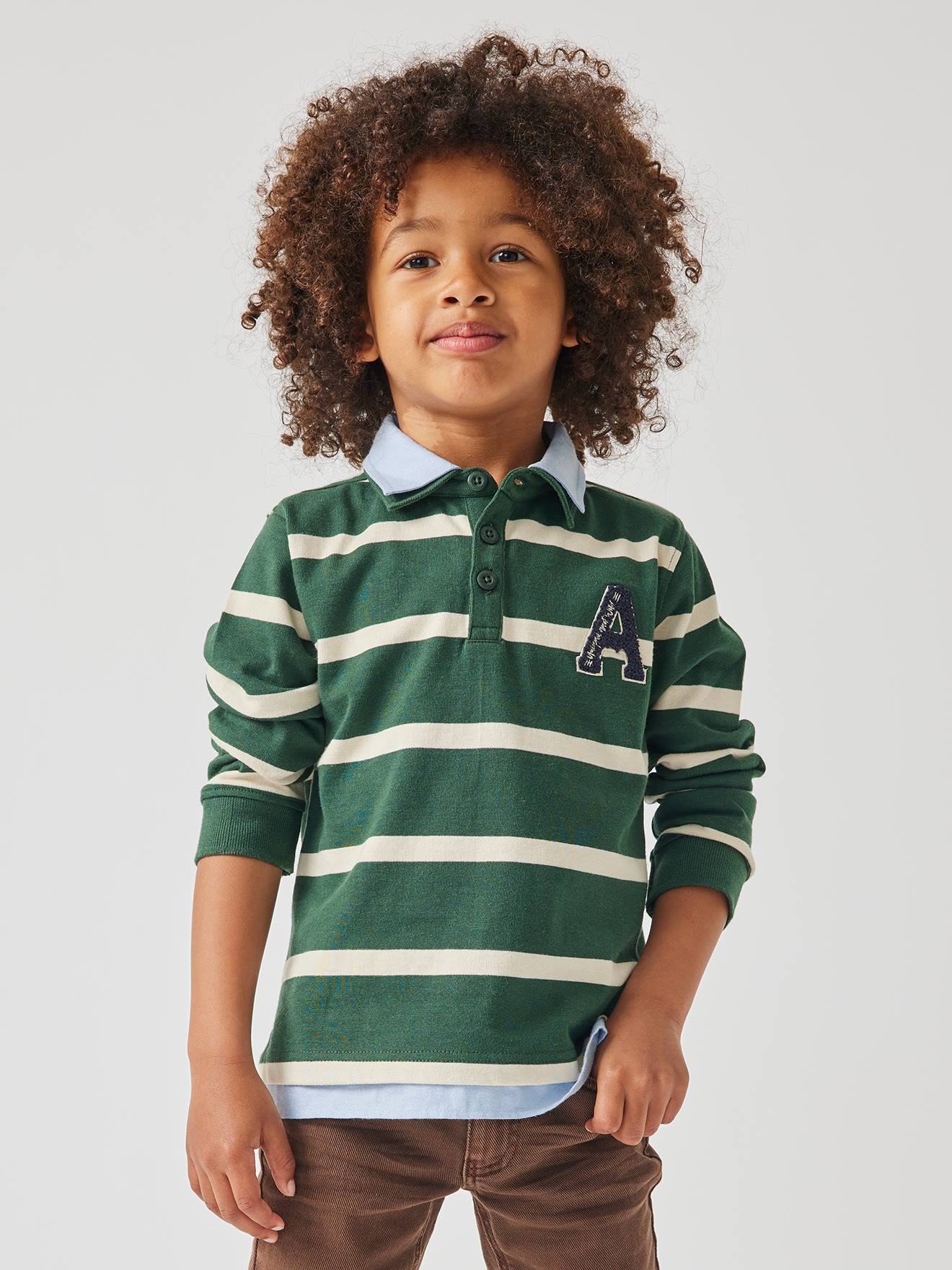 Jungen Langarm-Poloshirt mit Lageneffekt englisch