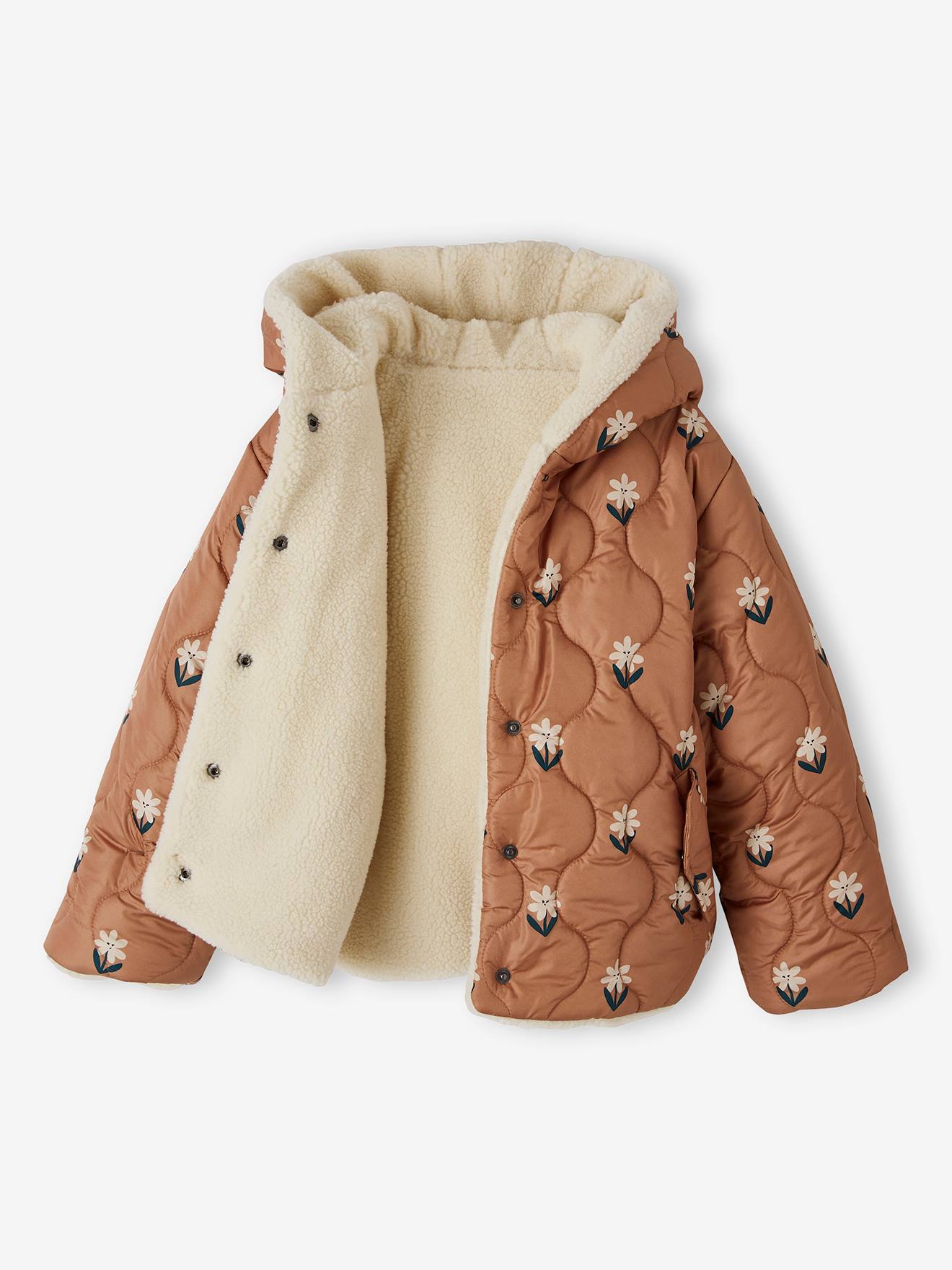Thumbnail - Wendbare Mädchen Kapuzen-Steppjacke mit Teddyfleece