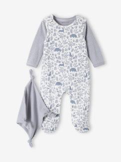 Babymode-Baby-Set: Strampler, Body & Schmusetuch, Bio-Baumwolle Oeko-Tex