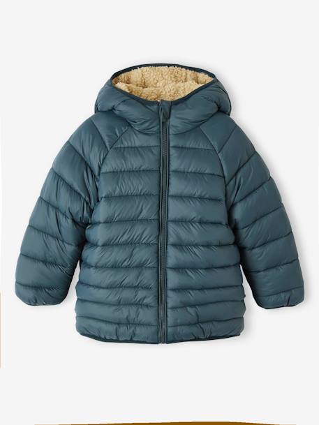 Jungen Wende-Steppjacke mit Teddyfleece, Recycling-Polyester-Wattierung marine+tannengrün 22