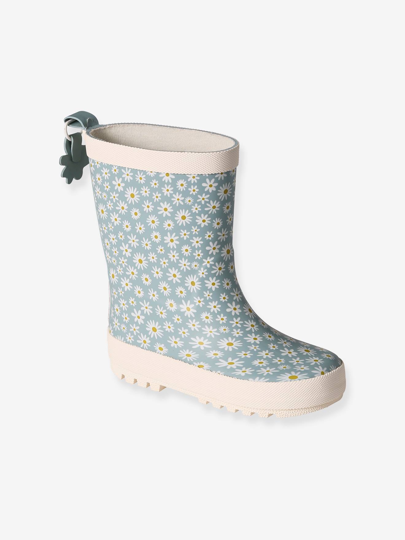 Geblümte Kinder Gummistiefel LILIBETH hellblau gänseblümchen Gr. 38 von vertbaudet