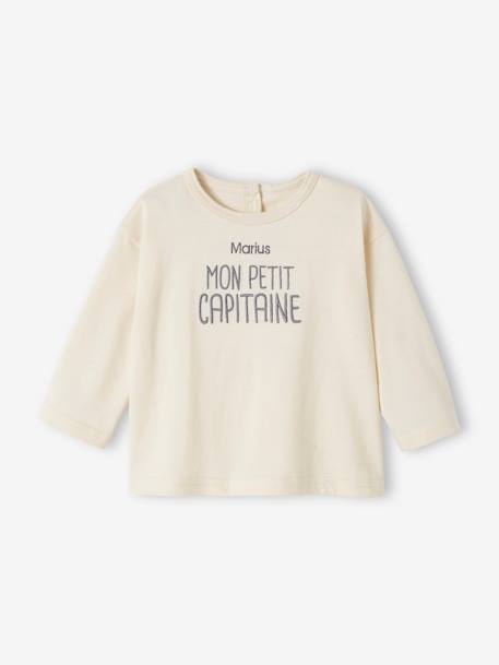 Baby Shirt MON PETIT CAPITAINE, personalisierbar - aqua+wollweiß - 8
