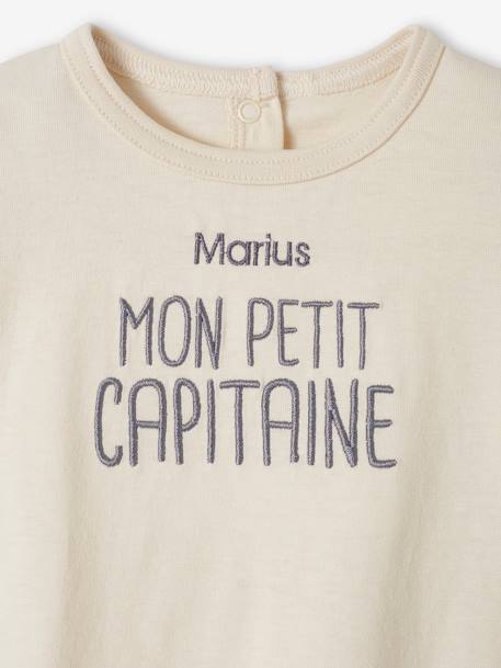 Baby Shirt MON PETIT CAPITAINE, personalisierbar - aqua+wollweiß - 10