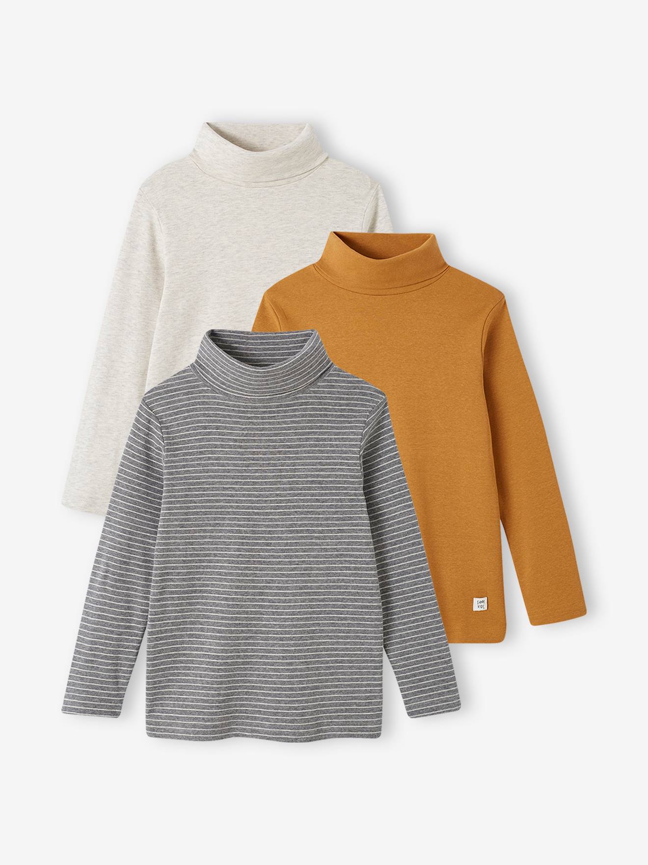 3er-Pack Jungen Rollkragen-Shirts ocker