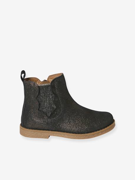 Mädchen Boots mit Reißverschluss, Glanzeffekt altrosa+beige glanzeffekt+braun+schwarz 14