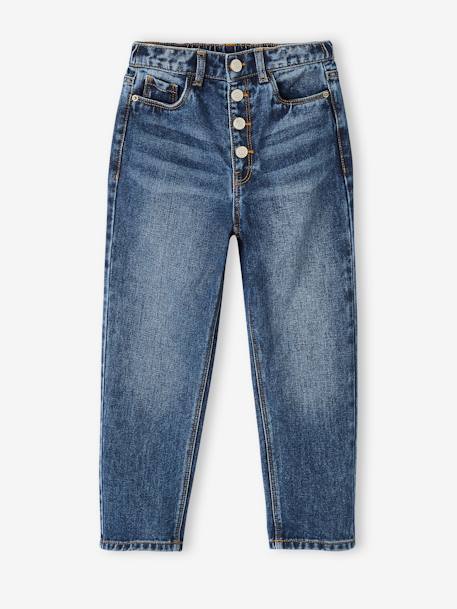Mädchen Mom-Fit-Jeans, WATERLESS Hüftweite REGULAR - blue stone+double stone+jeansblau - 17