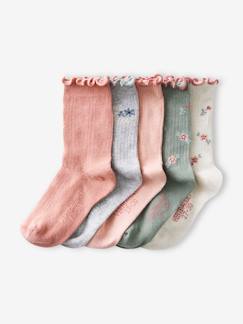 Maedchenkleidung-Unterwäsche, Socken, Strumpfhosen-Socken-5er-Pack Mädchen Socken, Ajourstrick/Rippstrick Oeko-Tex