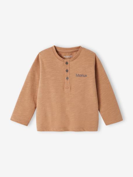 Jungen Baby Henley-Shirt BASIC, personalisierbar - cappuccino+dunkelgrün+nachtblau+rostbraun+sand+terrakotta farbe - 2