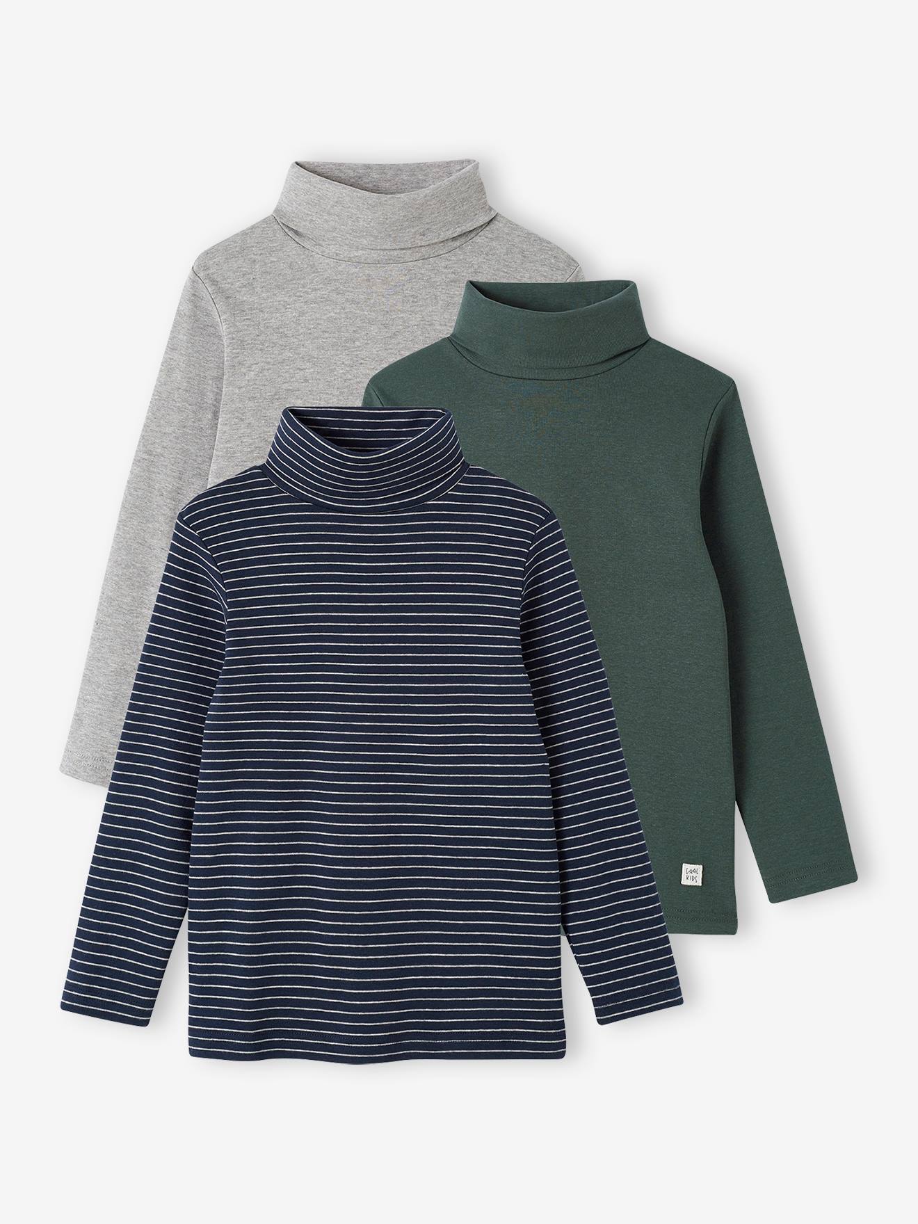 3er-Pack Jungen Rollkragen-Shirts englischgrün
