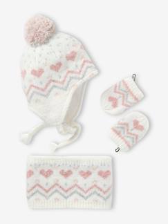 Babymode-Accessoires-Mädchen Baby-Set: Mütze, Rundschal & Fäustlinge