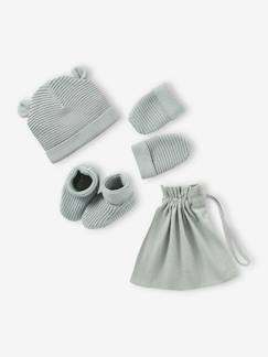 Babymode-Baby-Set: Mütze, Fäustlinge & Schühchen im Geschenkbeutel