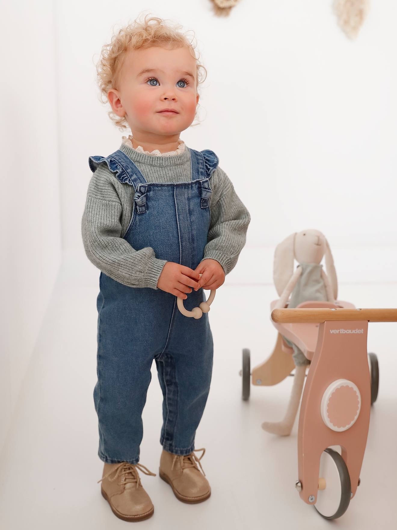 Mädchen Baby Jeans-Latzhose