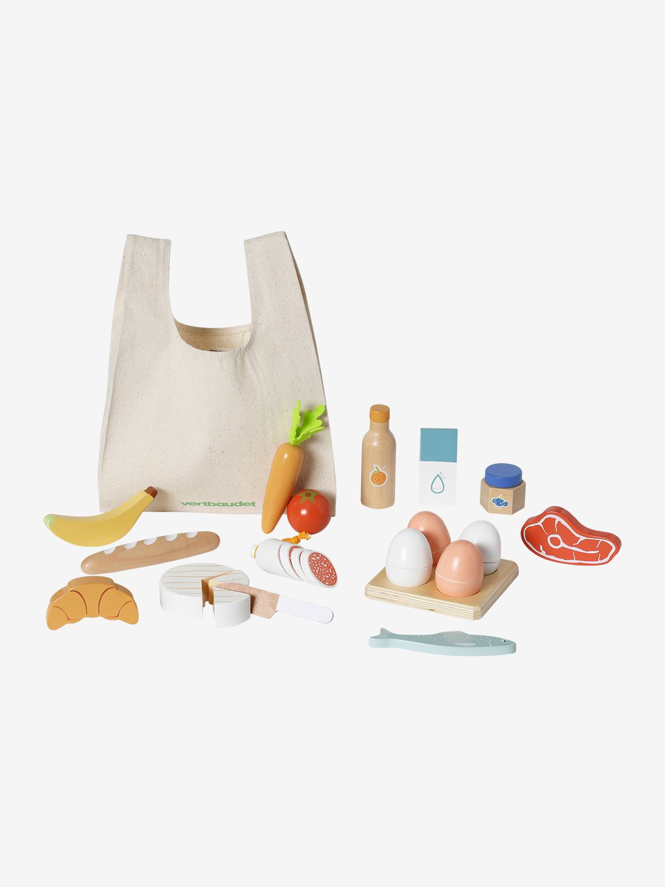 Kinder Lebensmittel-Spielset aus Holz FSC natur von vertbaudet