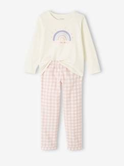 Maedchenkleidung-Mädchen Schlafanzug mit Flanellhose, Regenbogen