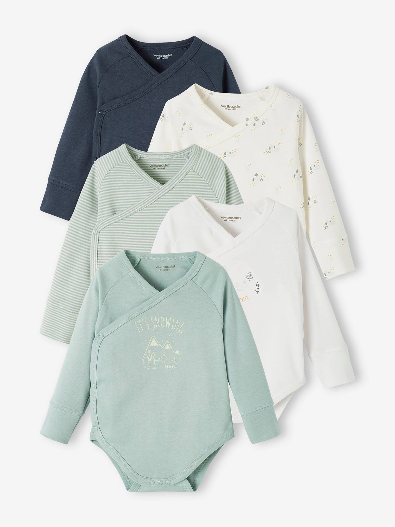 5er-Pack mitwachsende Baby Wickelbodys Bio-Baumwolle
