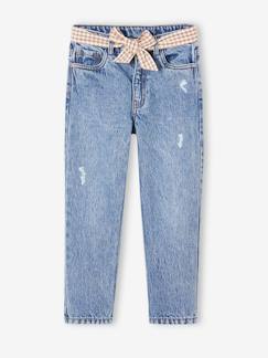 Maedchenkleidung-Hosen-Mädchen Straight-Fit-Jeans mit Stoffgürtel WATERLESS
