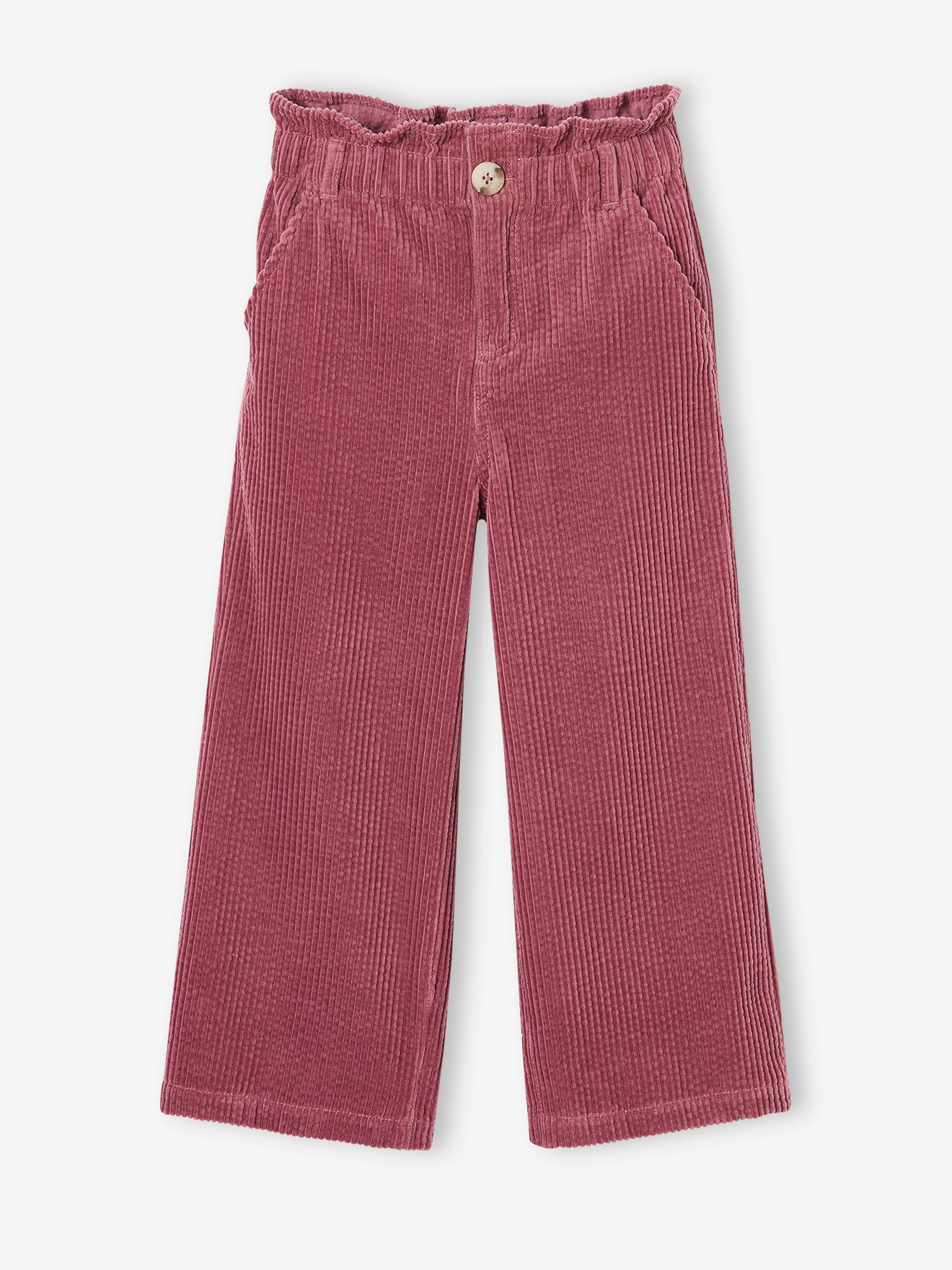 Weite Mädchen Cordhose mit Paperbag-Bund