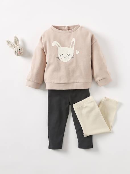 2er-Pack Mädchen Baby Leggings BASIC nachtblau+rosa+wollweiß 14