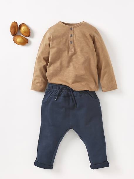 Sweathose für Jungen Baby  BASIC Oeko-Tex - dunkelblau+dunkelrosa+graublau+graugrün+hellblau+hellgrau meliert+karamell - 11