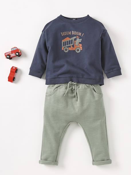 Sweathose für Jungen Baby  BASIC Oeko-Tex - dunkelblau+dunkelrosa+graublau+graugrün+hellblau+hellgrau meliert+karamell - 15