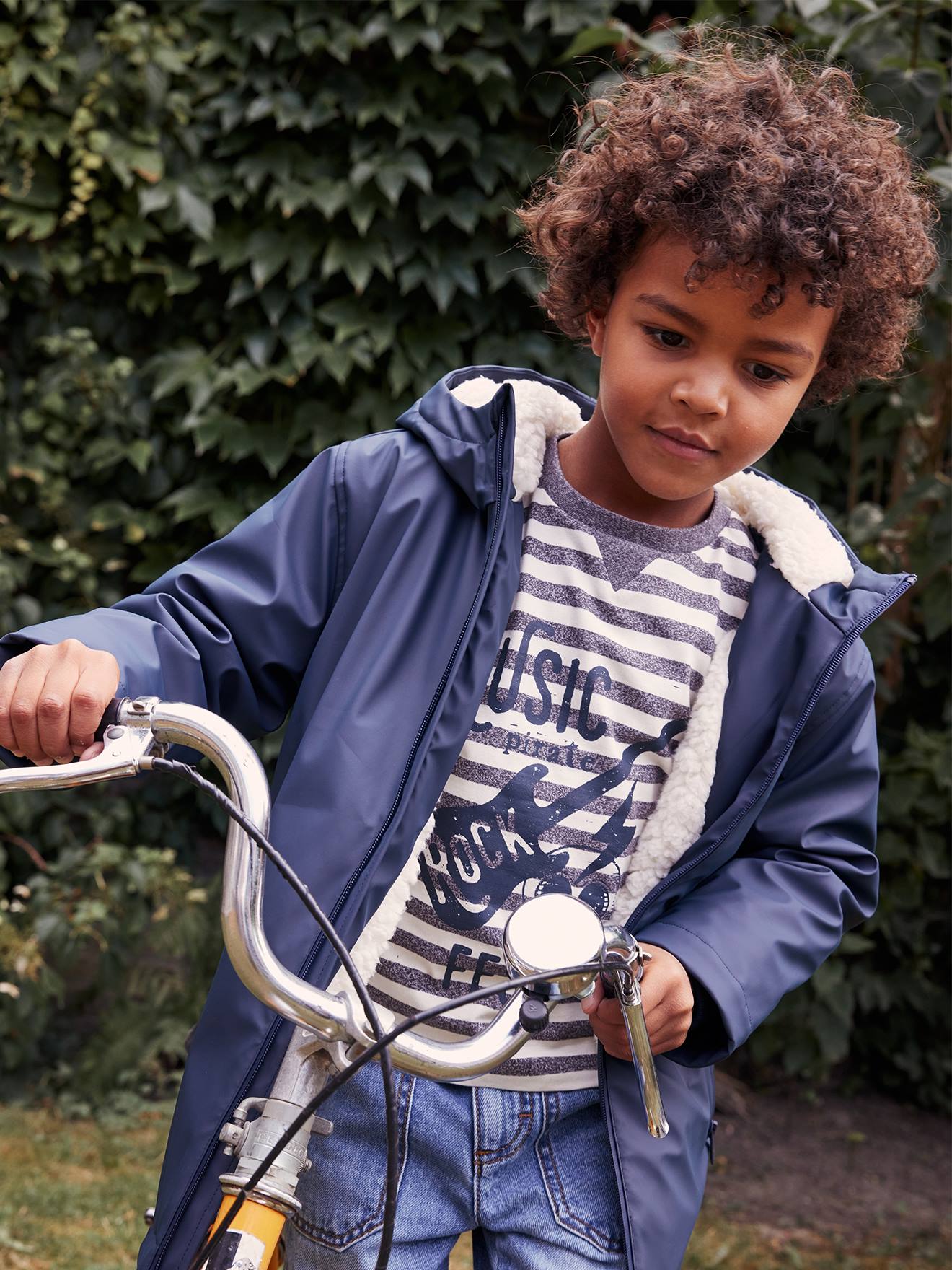 Jungen Regenjacke mit Kapuze & Teddyfleece-Futter