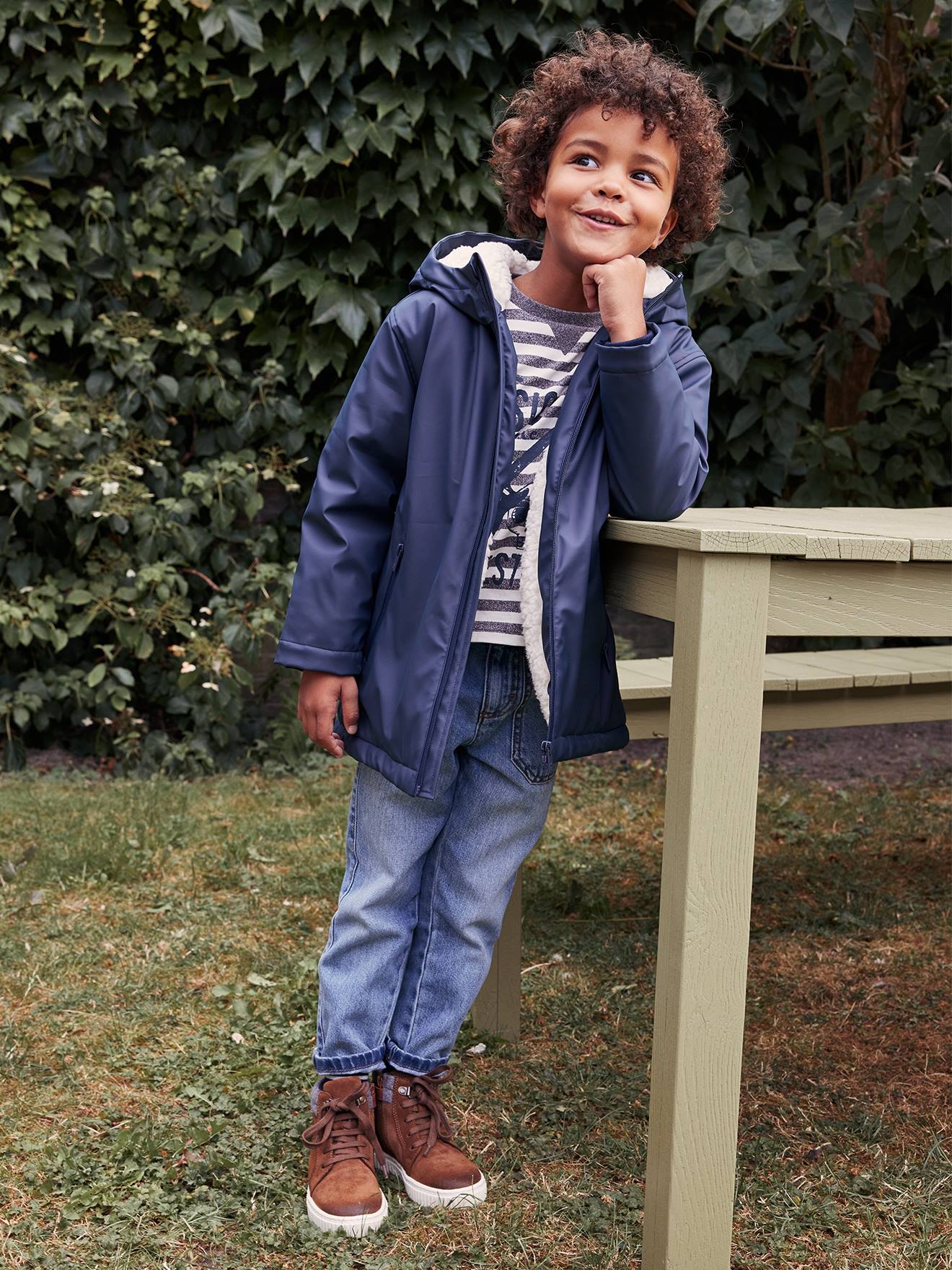 Thumbnail - Jungen Regenjacke mit Kapuze & Teddyfleece-Futter