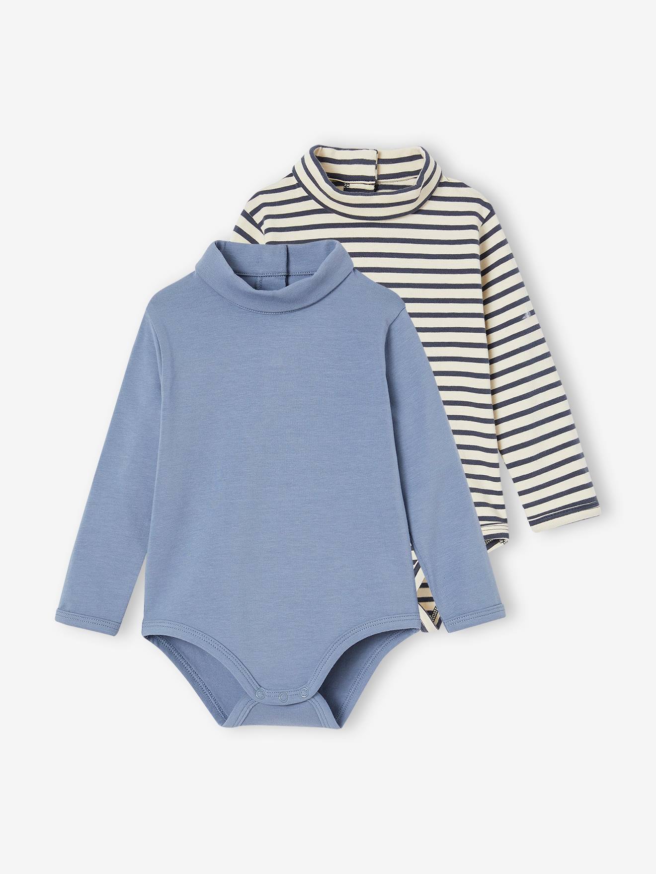 2er-Pack Baby Langarm-Bodys mit Rollkragen eis