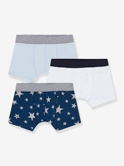 Jungenkleidung-Unterwäsche & Socken-Unterhosen & Boxershorts-3er-Pack Jungen Boxershorts mit Sternen PETIT BATEAU