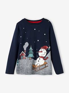 Jungenkleidung-Shirts, Poloshirts & Rollkragenpullover-Shirts-Weihnachtliches Jungen Shirt mit Schneemann