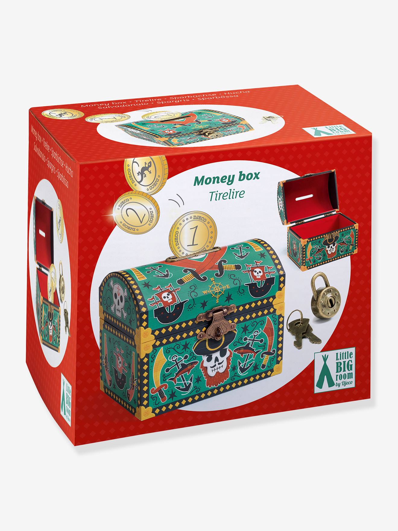 Thumbnail - Kinder Holz-Spardose Piraten DJECO