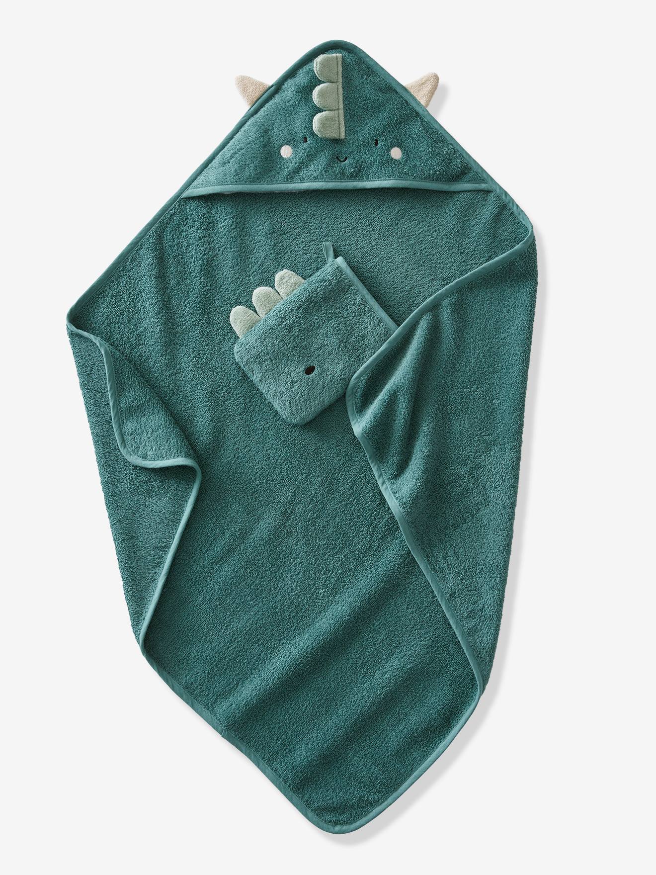 Thumbnail - Baby Kapuzenbadetuch & Waschhandschuh DRACHE