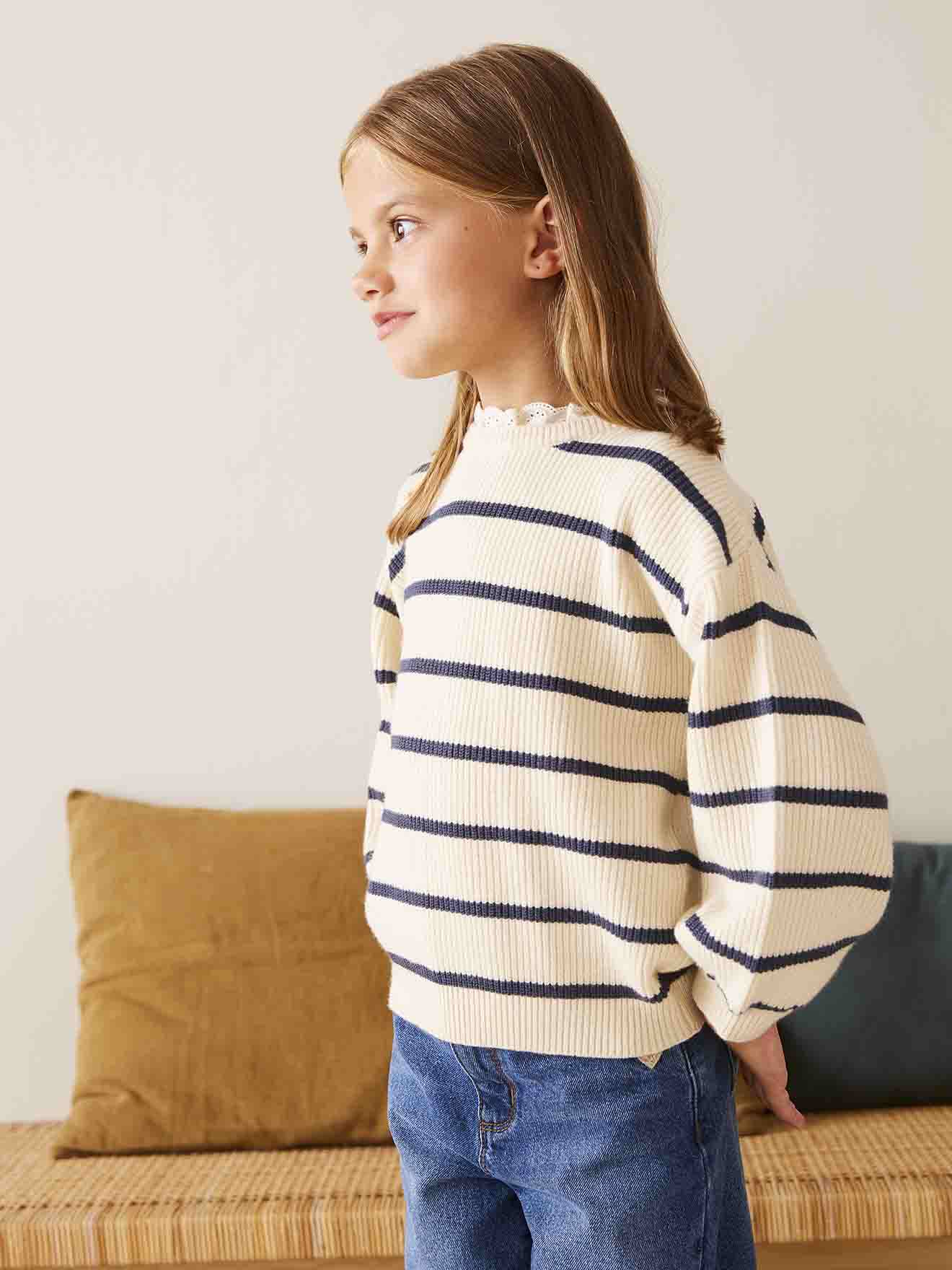 Thumbnail - Mädchen Pullover mit Volantkragen Geschwister-Capsule